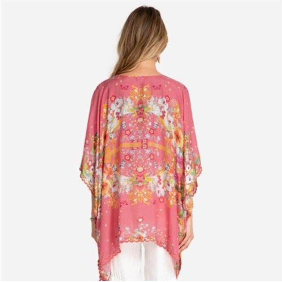 Johnny Was 100% Silk Nephi Loose Fit Poncho Top - Picture 5 of 10